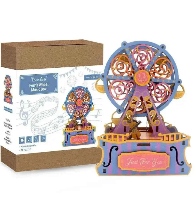 Tonecheer Caja De Música Rompecabezas 3D Madera Noria Dádiva